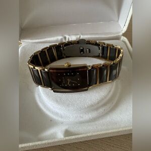Rado Black and Gold Square Ceramic Watch